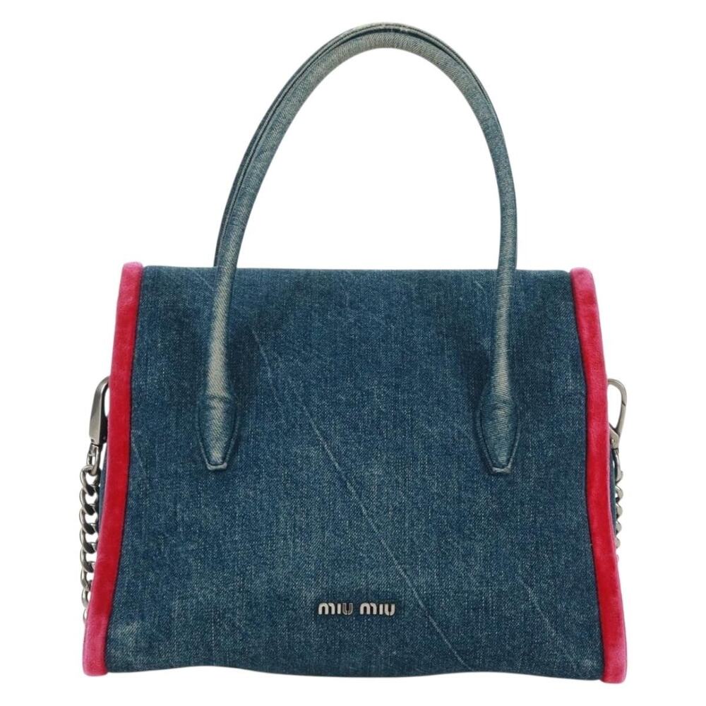 Miu Miu Denim Chain Shoulder Bag Blue